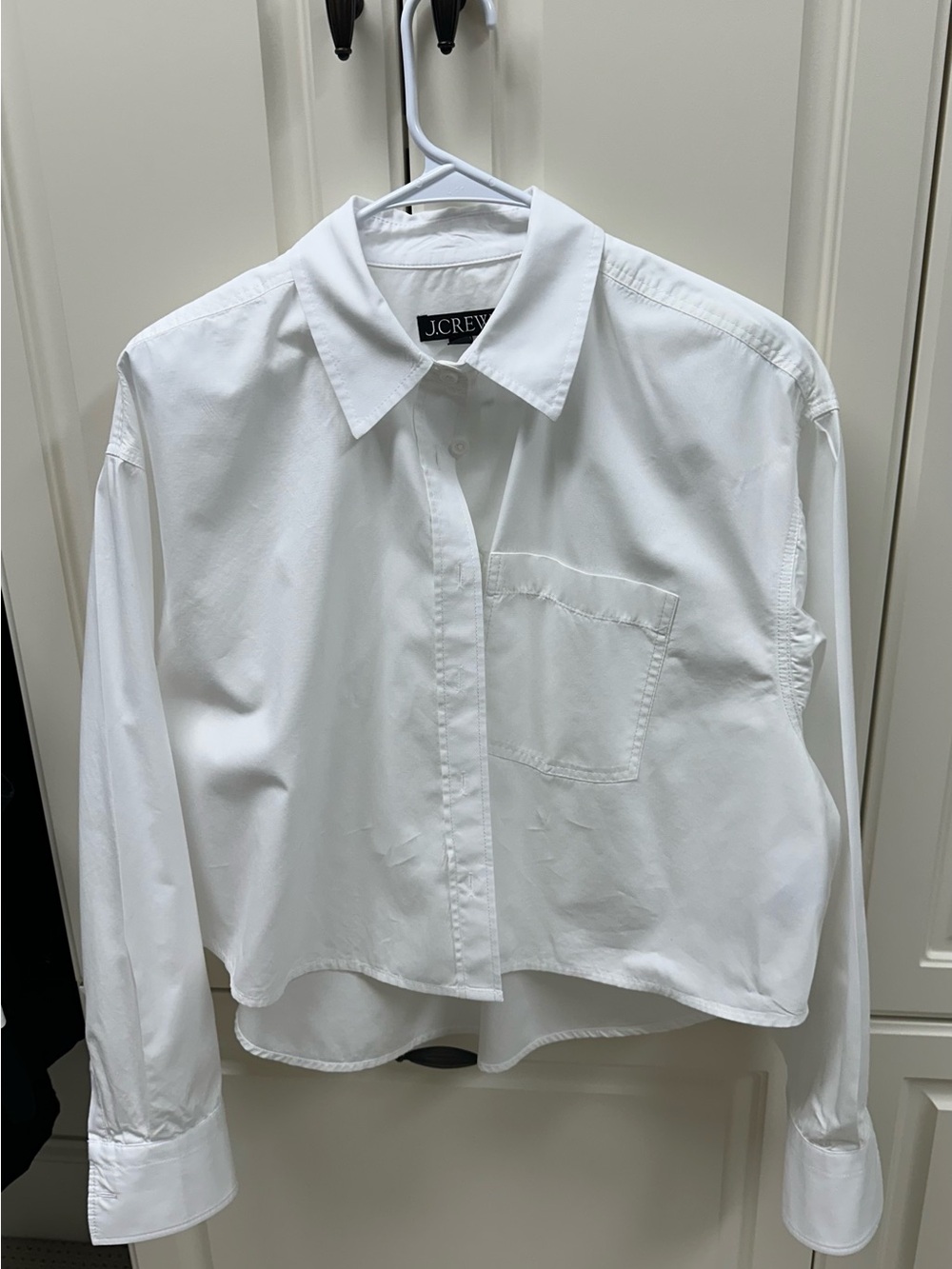 J. Crew White Cropped Button-Down Shirt